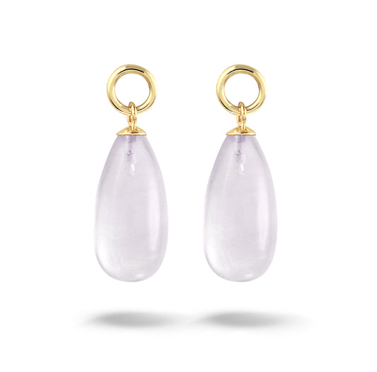 Y&G Oorhanger | Rozenkwarts & 14k goud