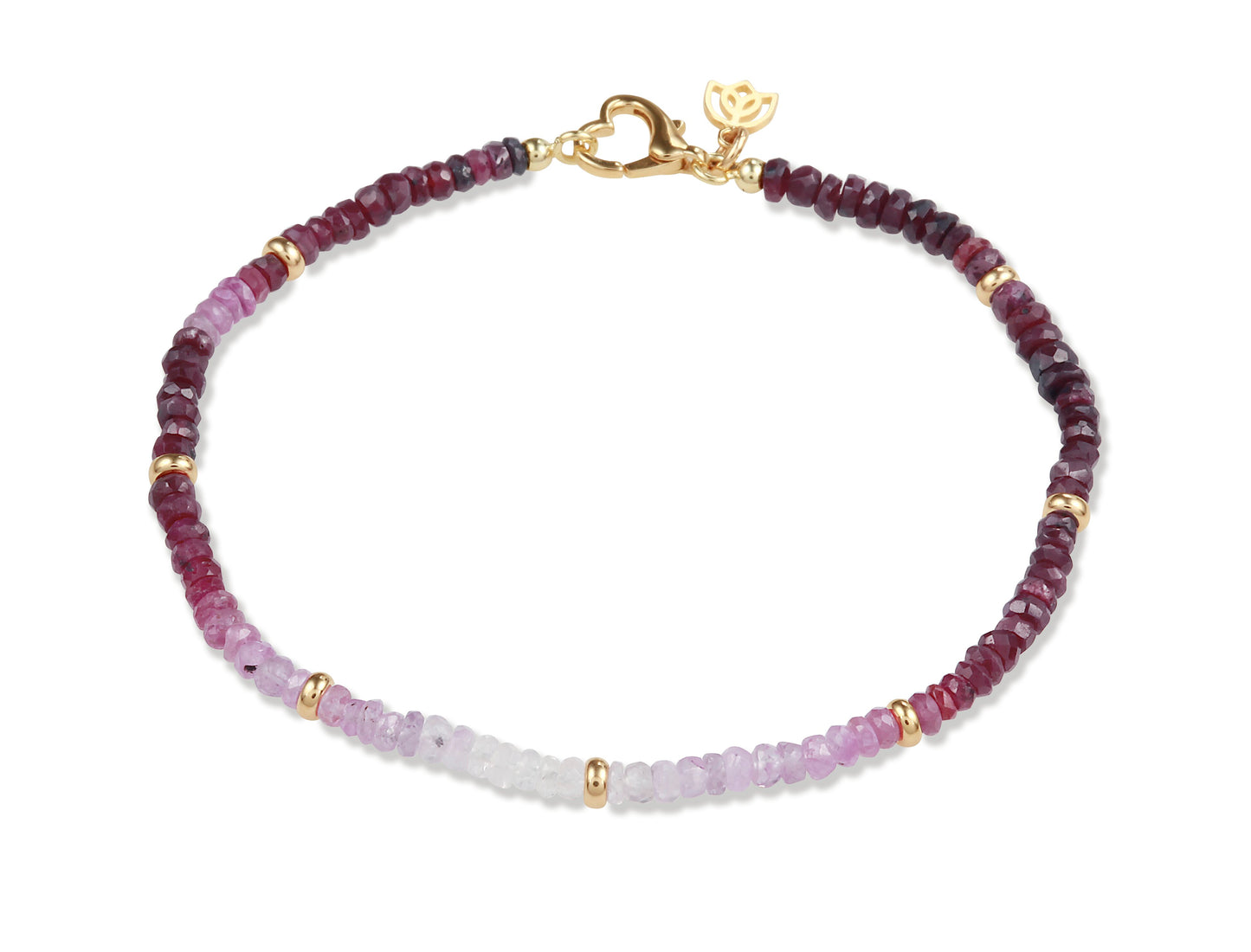 Y&G edelstenen armband | Robijn & 14k goud