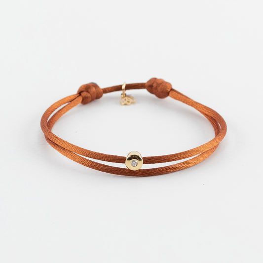 Y&G Satijnkoord armband | Één diamant 0,03