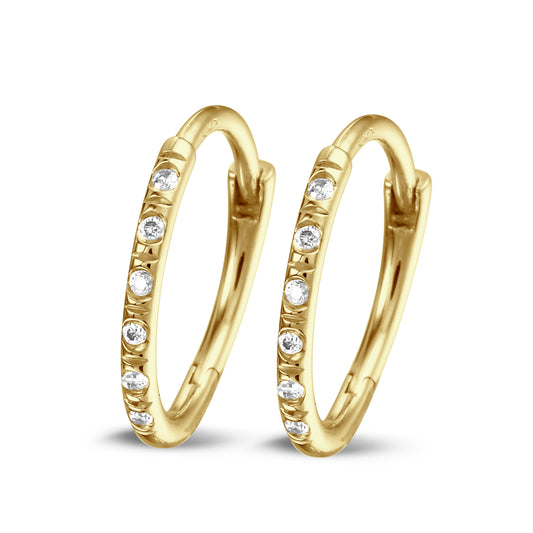 Y&G Huggies 14mm | Diamant & 18k goud