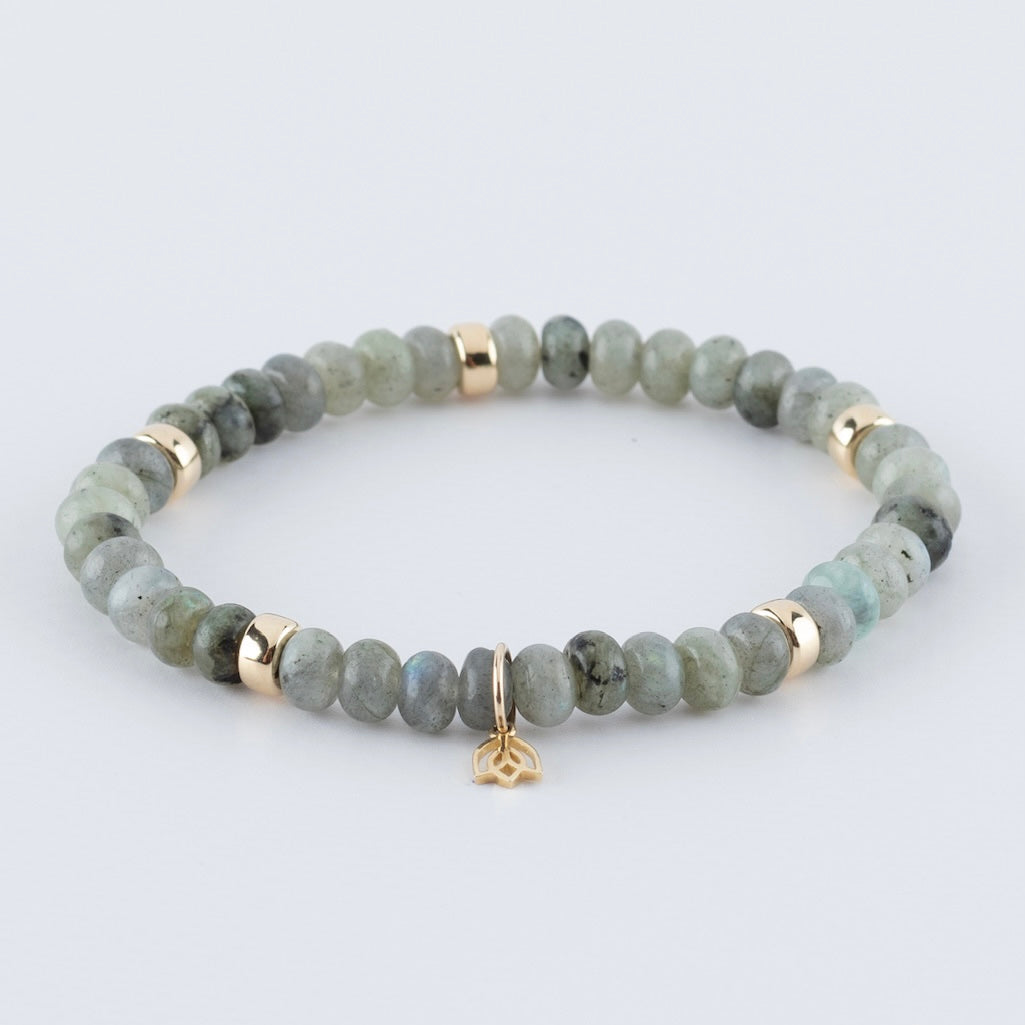 Y&G edelstenen armband | Labradoriet & 14k goud