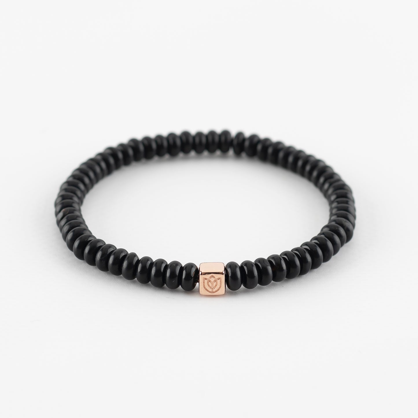 Y&G Men edelstenen armband | Onyx & 14k gouden cube