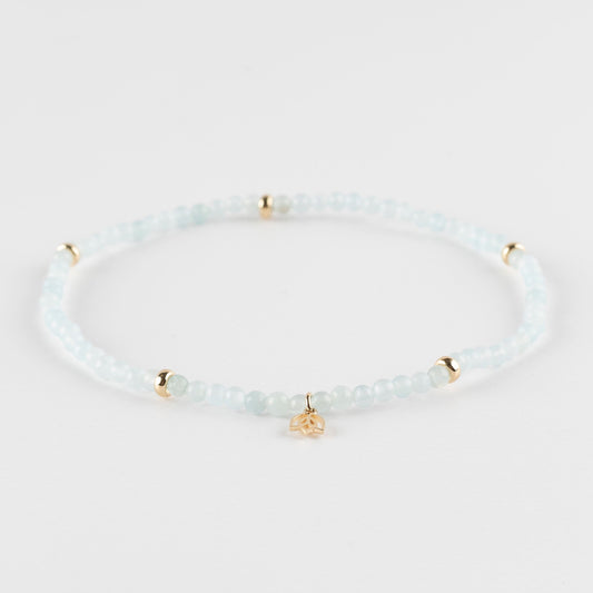 Y&G enkelbandje | Aquamarijn & 14k goud