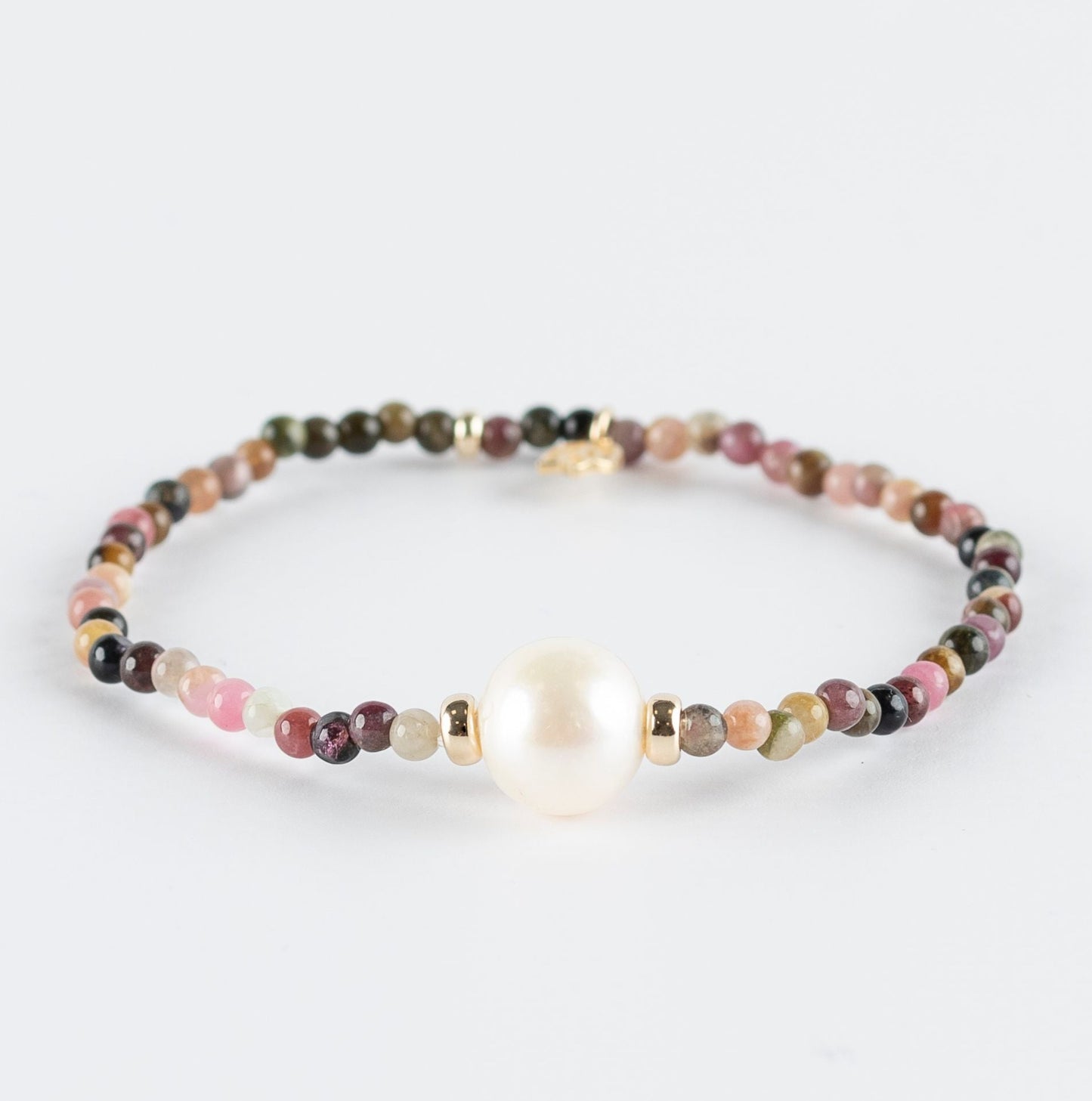 Y&G edelstenen armband | Zoetwaterparel, toermalijn & 14k goud