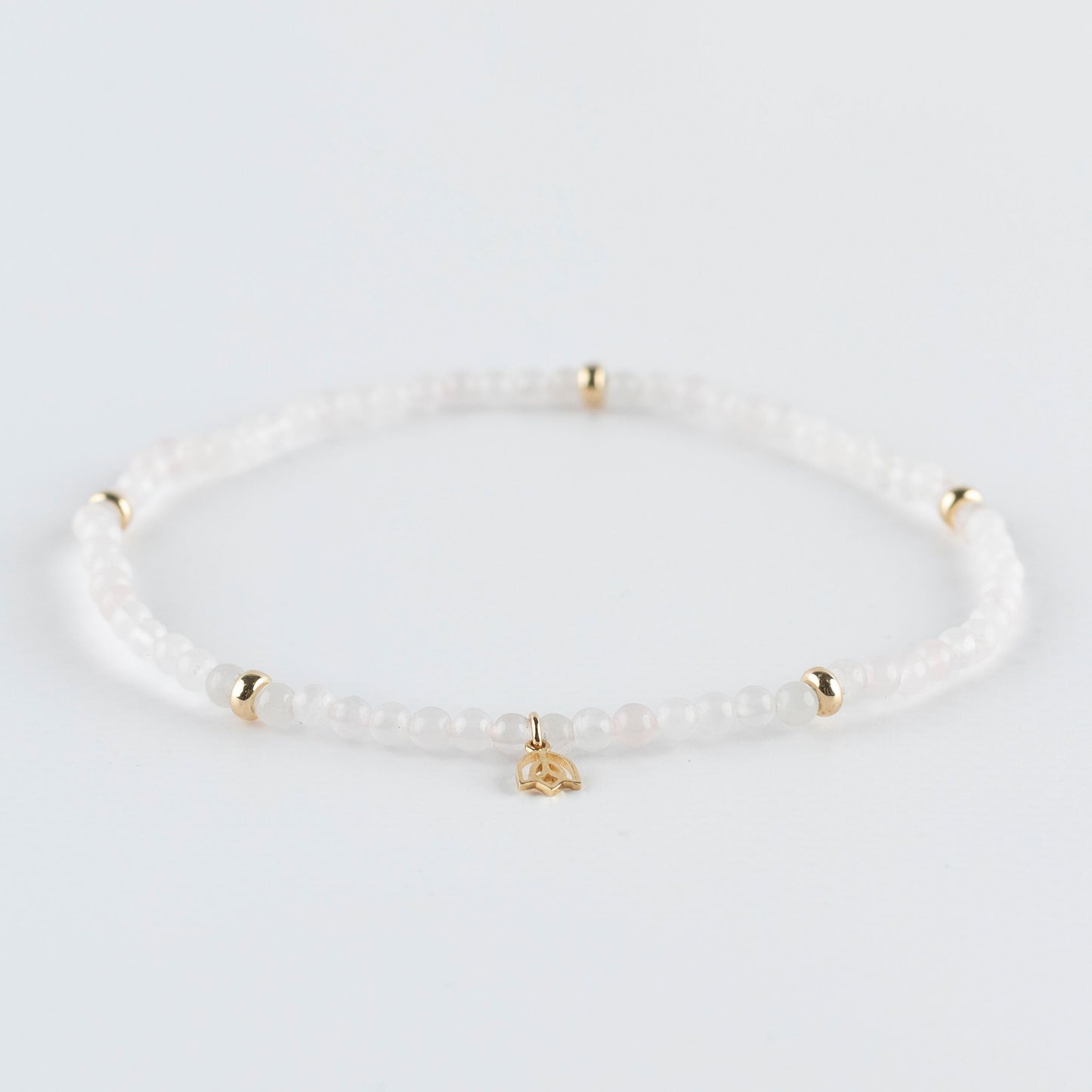 Y&G enkelbandje | Rozenkwarts & 14k goud