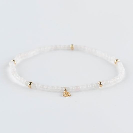 Y&G enkelbandje | Rozenkwarts & 14k goud