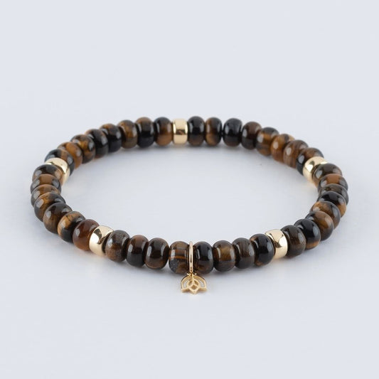 Y&G edelstenen armband | Tijgeroog & 14k goud