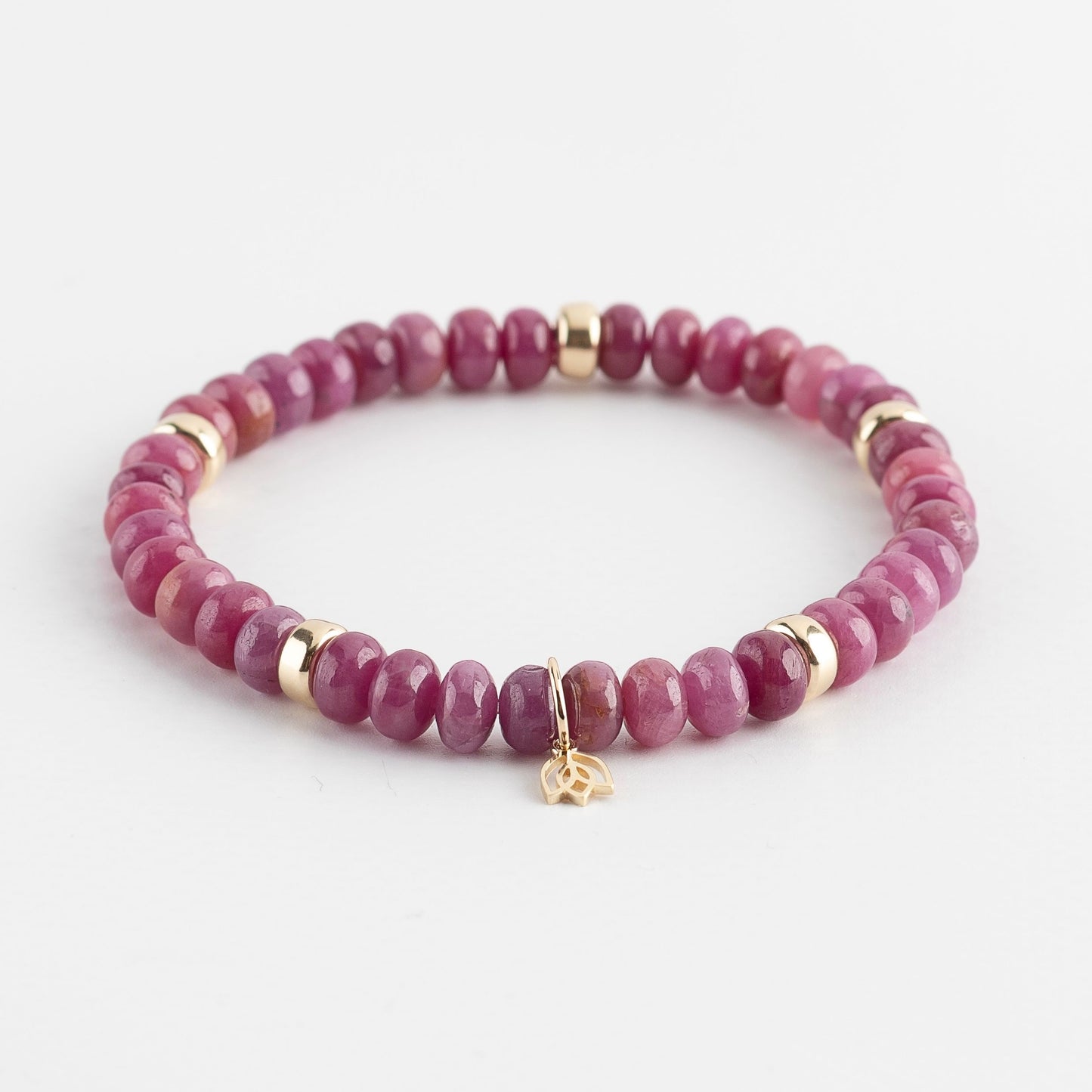 Y&G edelstenen armband | Robijn & 14k goud