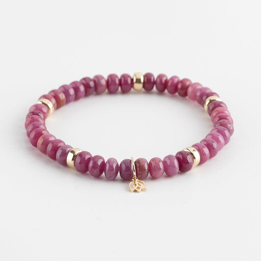 Y&G edelstenen armband | Robijn & 14k goud