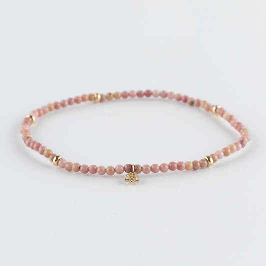 Y&G enkelbandje | Rhodochrosiet & 14k goud
