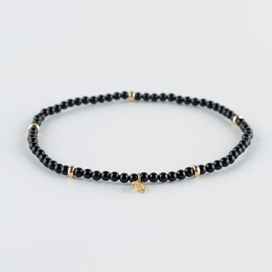 Y&G enkelbandje | Onyx & 14k goud