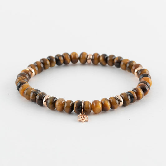 Y&G edelstenen armband | Tijgeroog & 18k roségoud