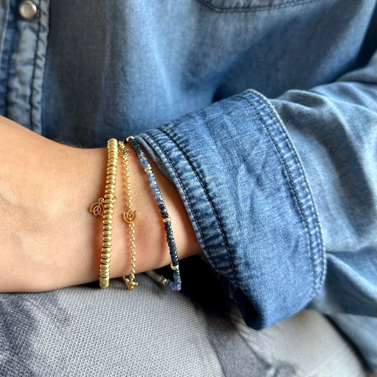 Y&G edelstenen armband | Saffier & 14k goud