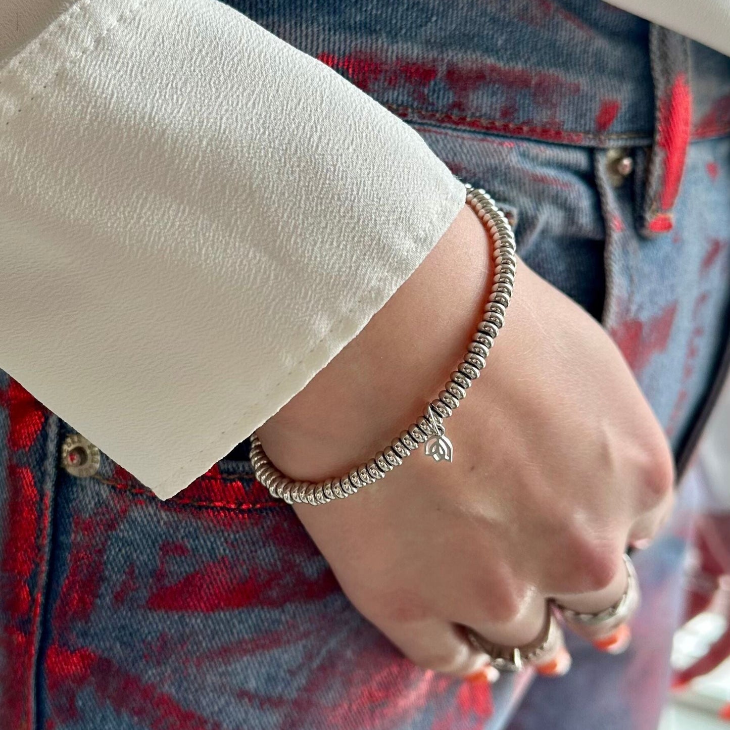 Y&G Spring bracelet | 18k wit goud | Maat 15,5cm