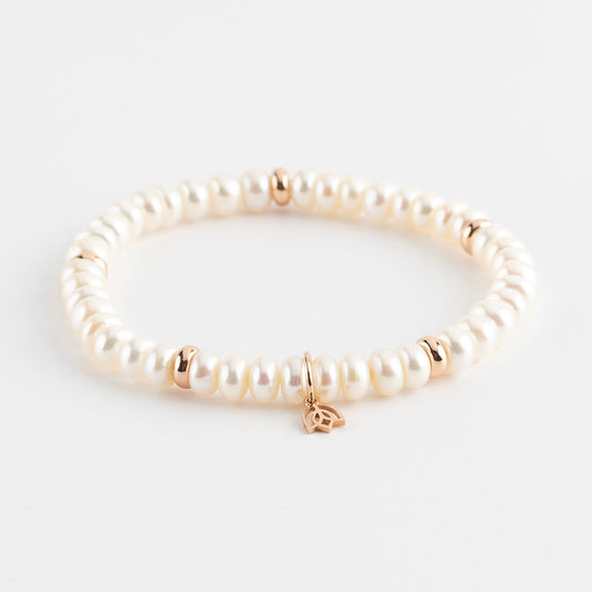 Y&G edelstenen armband | Zoetwaterparel & 18k roségoud