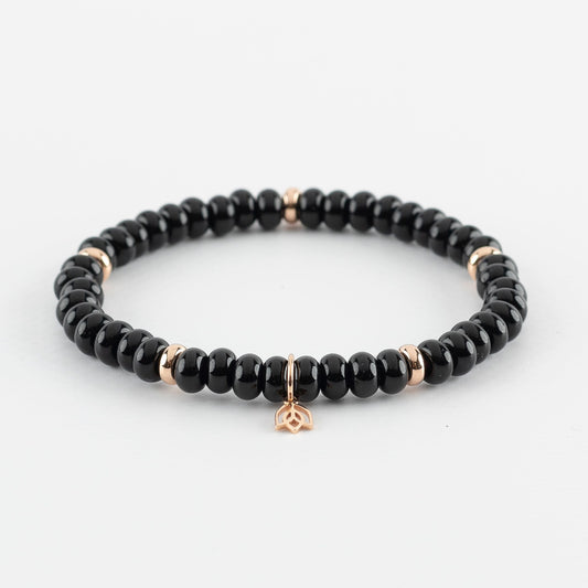 Y&G edelstenen armband | Onyx & 18k roségoud