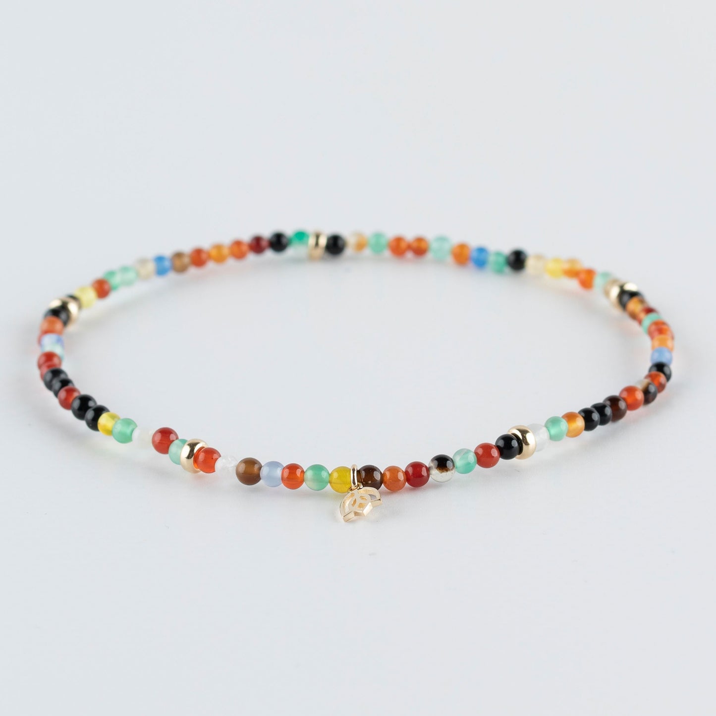 Y&G enkelbandje | Multi Agaat & 14k goud