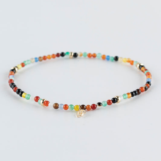 Y&G enkelbandje | Multi Agaat & 14k goud