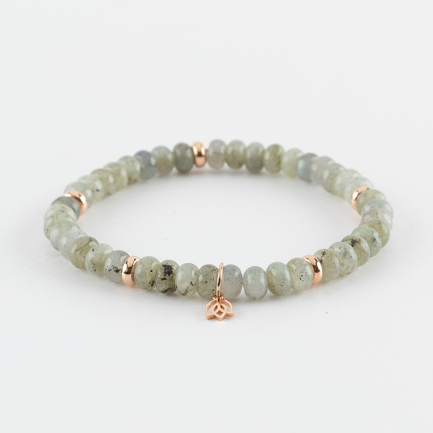Y&G edelstenen armband | Labradoriet & 18k roségoud