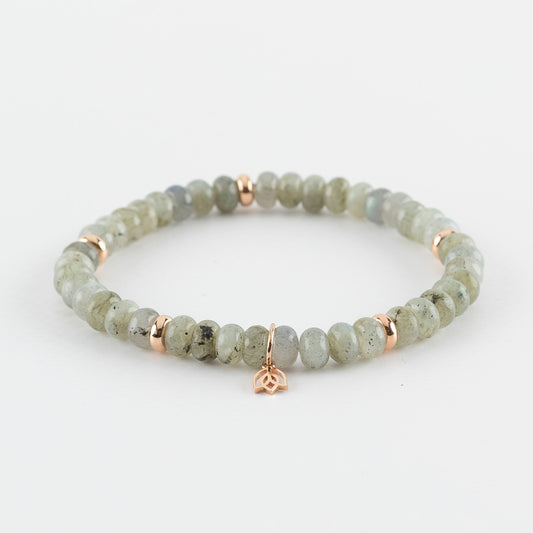 Y&G edelstenen armband | Labradoriet & 18k roségoud