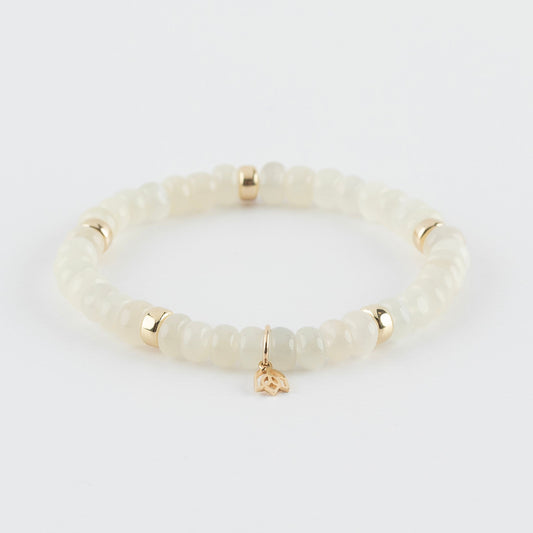 Y&G edelstenen armband | Witte maansteen & 14k goud