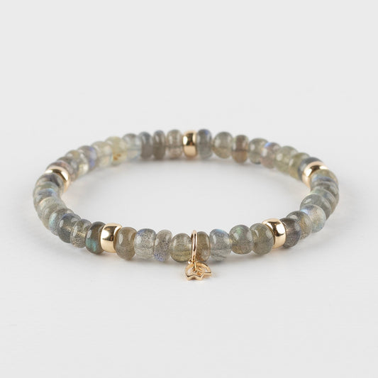 Y&G edelstenen armband | Donkere labradoriet & 14k goud