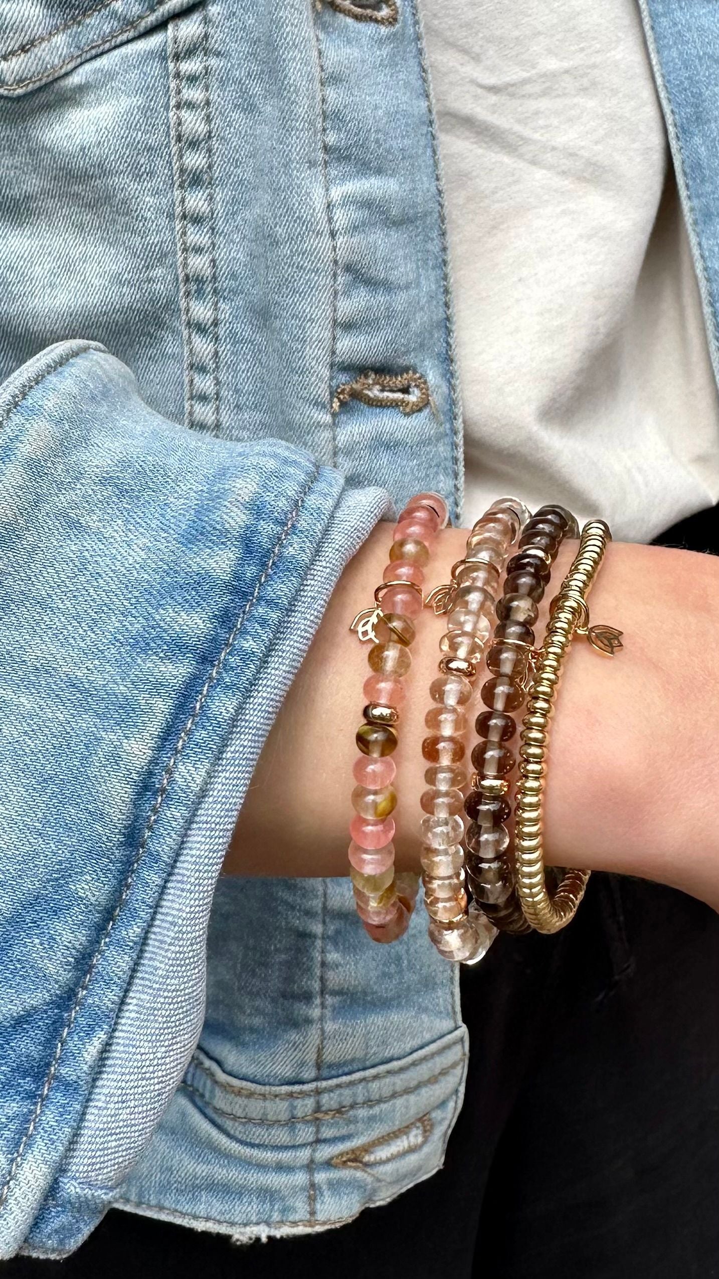 Y&G edelstenen armband | Watermeloen Toermalijn & 18k roségoud