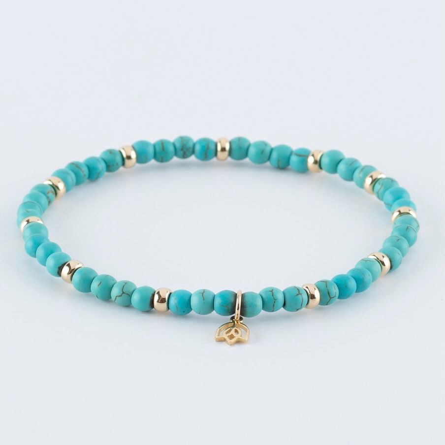 Y&G edelstenen armband | Turkoois (gekleurd) & 14k goud