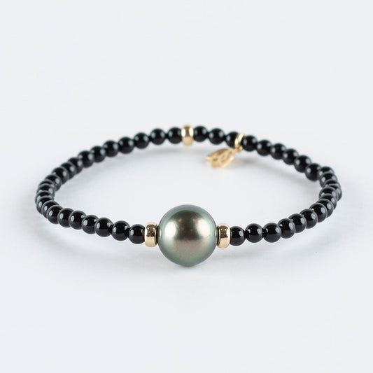 Y&G edelstenen armband | Tahiti parel, onyx & 14k goud
