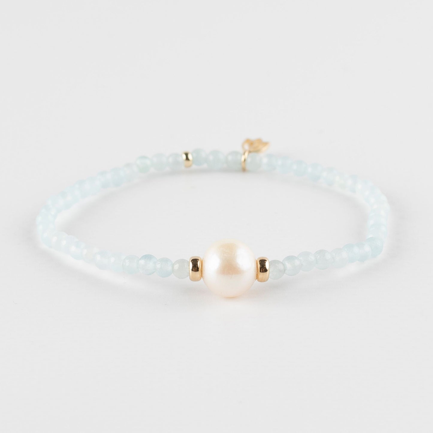 Y&G edelstenen armband | Zoetwaterparel, aquamarijn & 14k goud