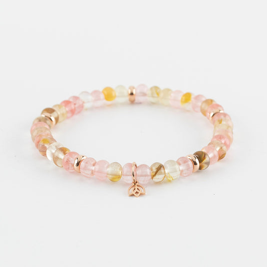 Y&G edelstenen armband | Watermeloen Toermalijn & 18k roségoud