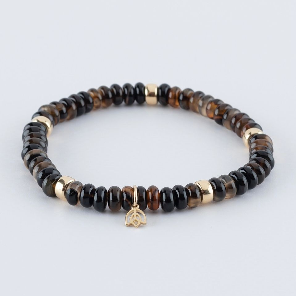 Y&G edelstenen armband | Rookkwarts & 14k goud