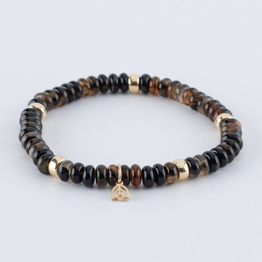 Y&G edelstenen armband | Rookkwarts & 14k goud