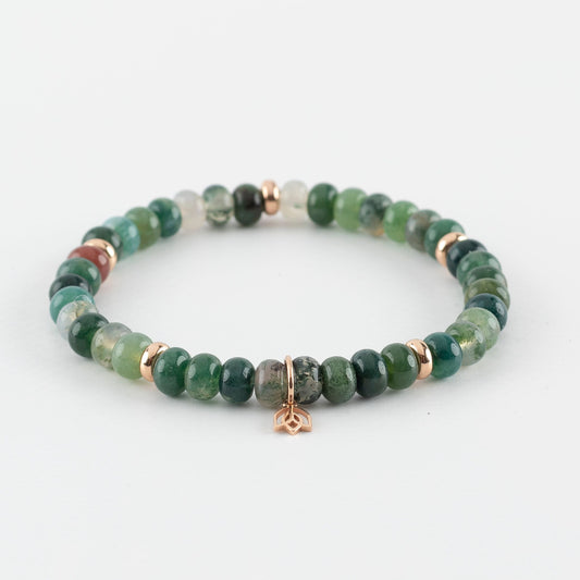 Y&G edelstenen armband | Mosagaat & 18k roségoud