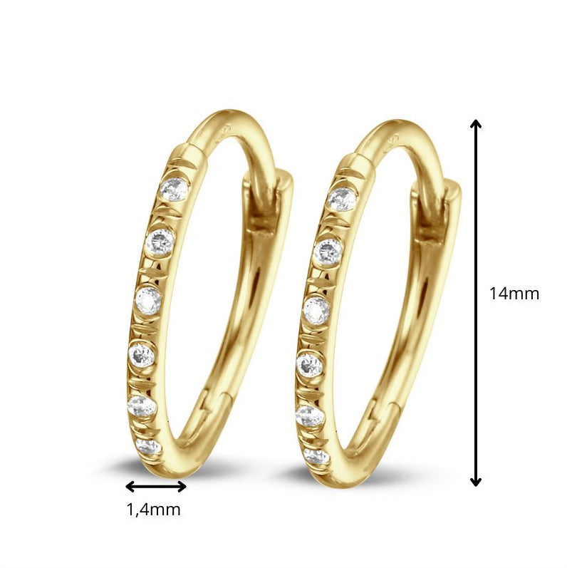 Y&G Huggies 14mm | Diamant & 18k goud