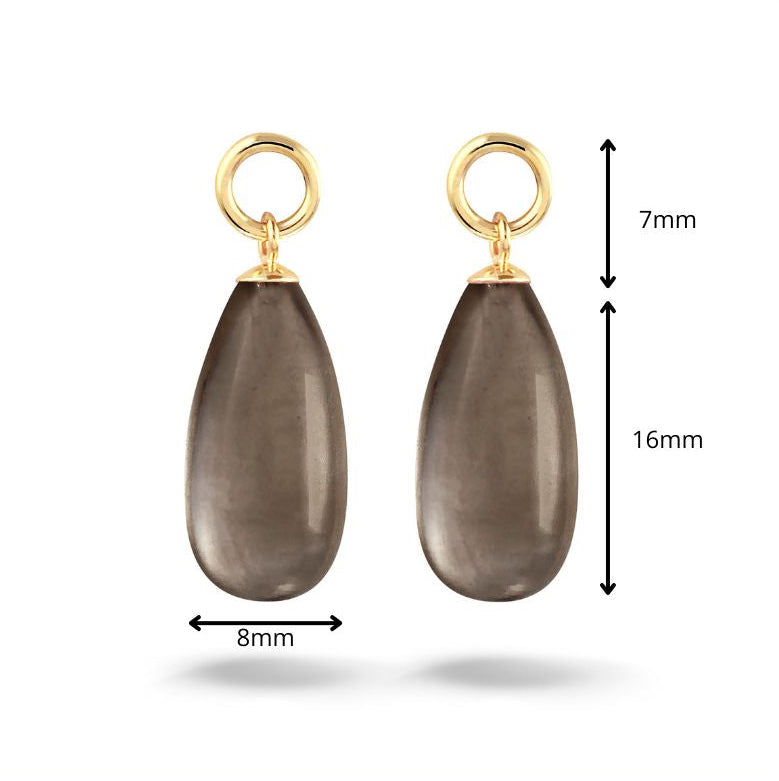 Y&G Oorhanger | Rookkwarts & 14k goud