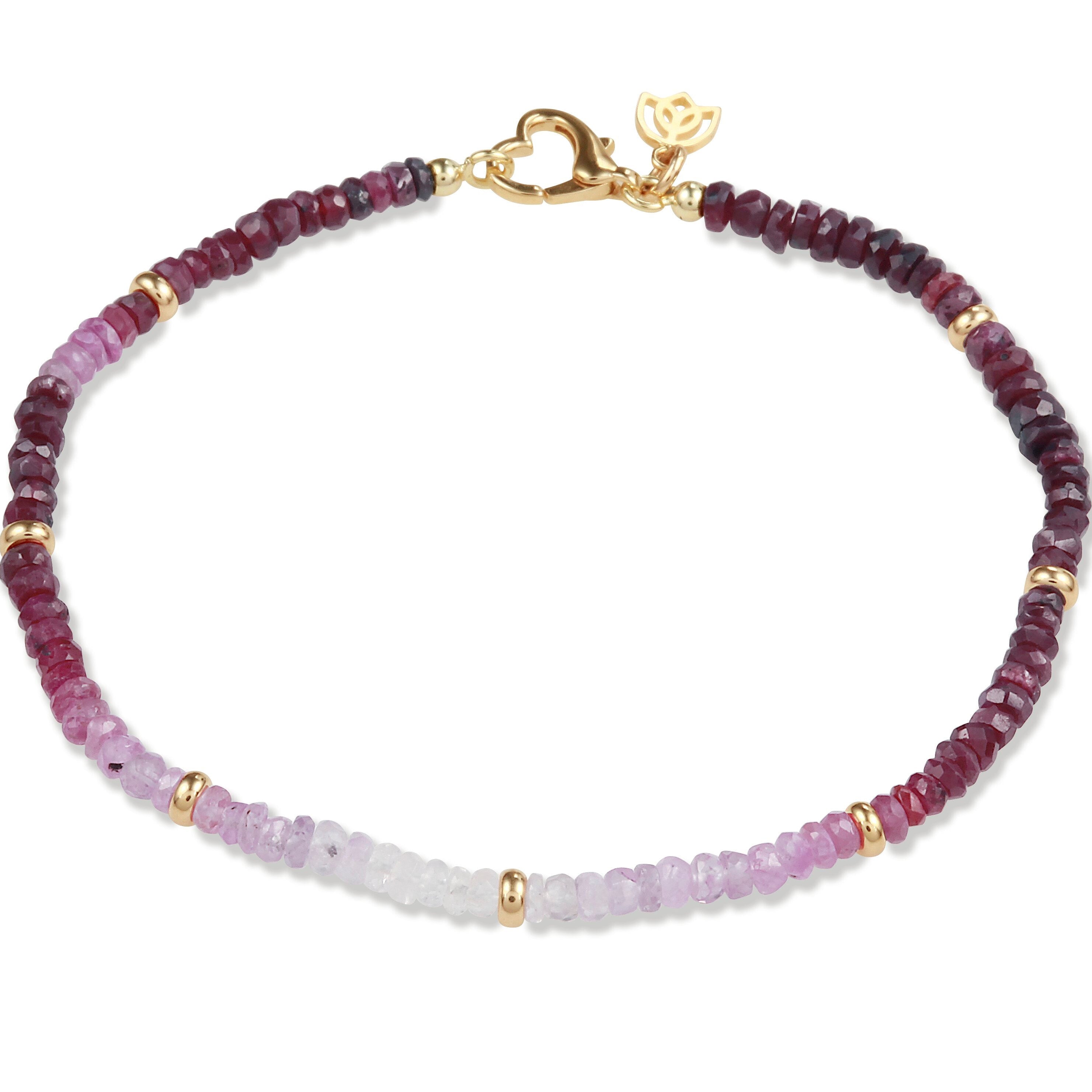 Y&G edelstenen armband | Robijn & 14k goud