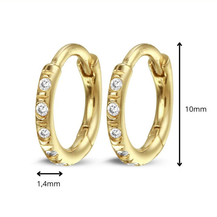 Y&G Huggies 10mm | Diamant & 18k goud