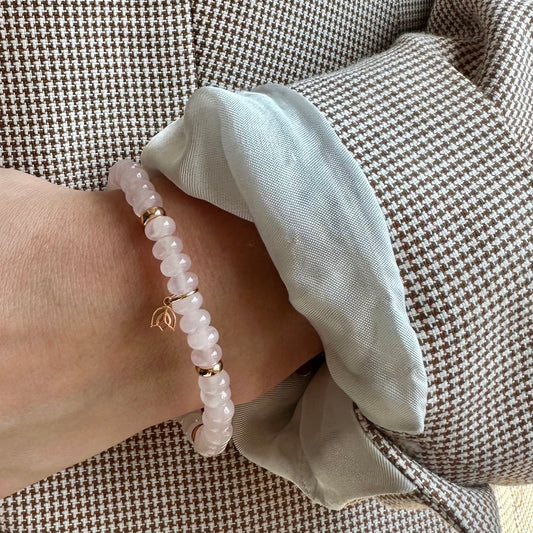 Y&G edelstenen armband | Rozenkwarts & 18k roségoud