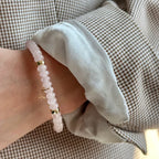 Y&G edelstenen armband | Rozenkwarts & 14k goud