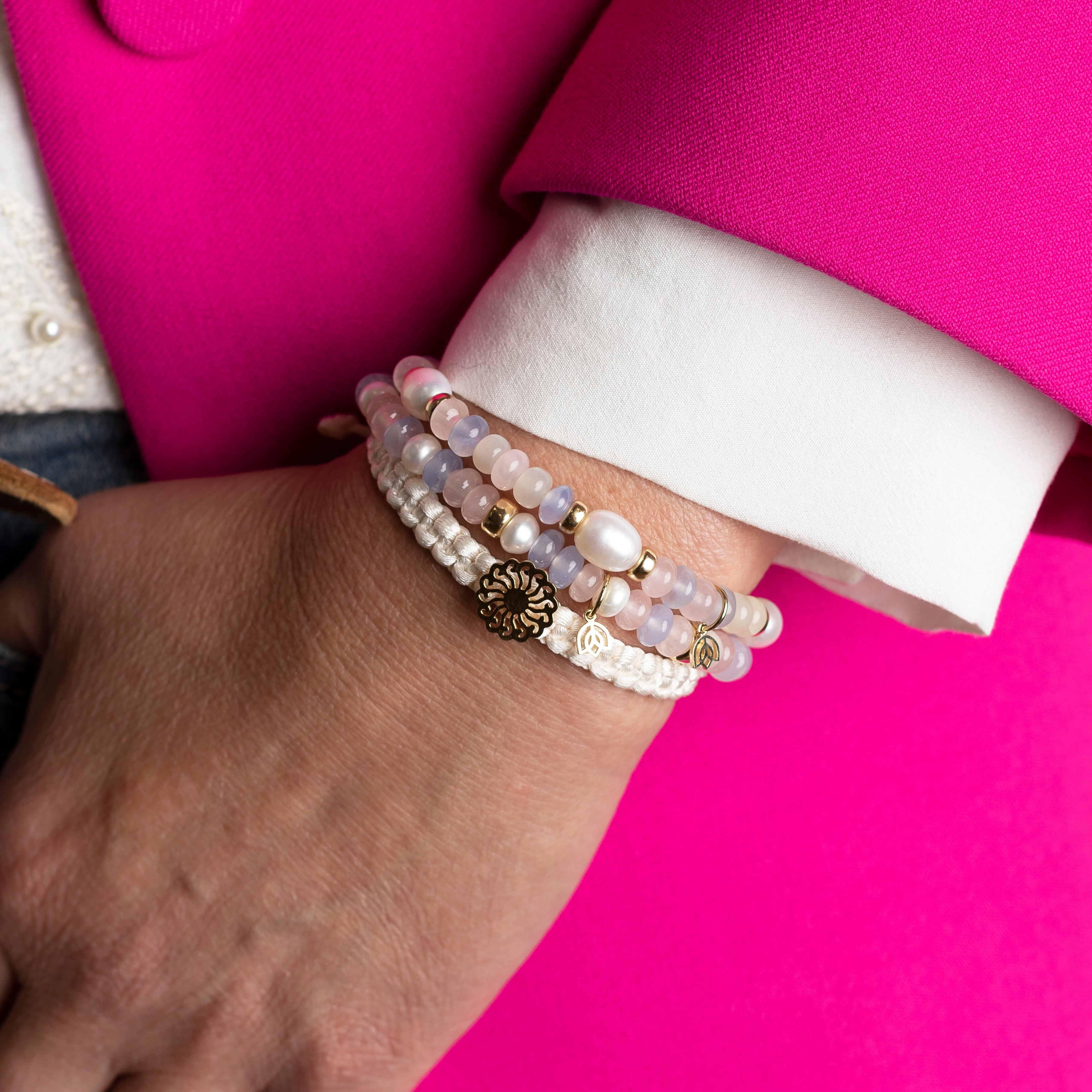 Y&G Pearl Blossom | Edelstenen armband & 14k goud