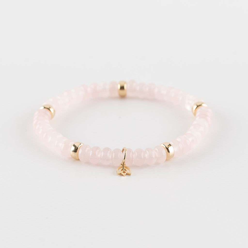 Y&G edelstenen armband | Rozenkwarts & 14k goud