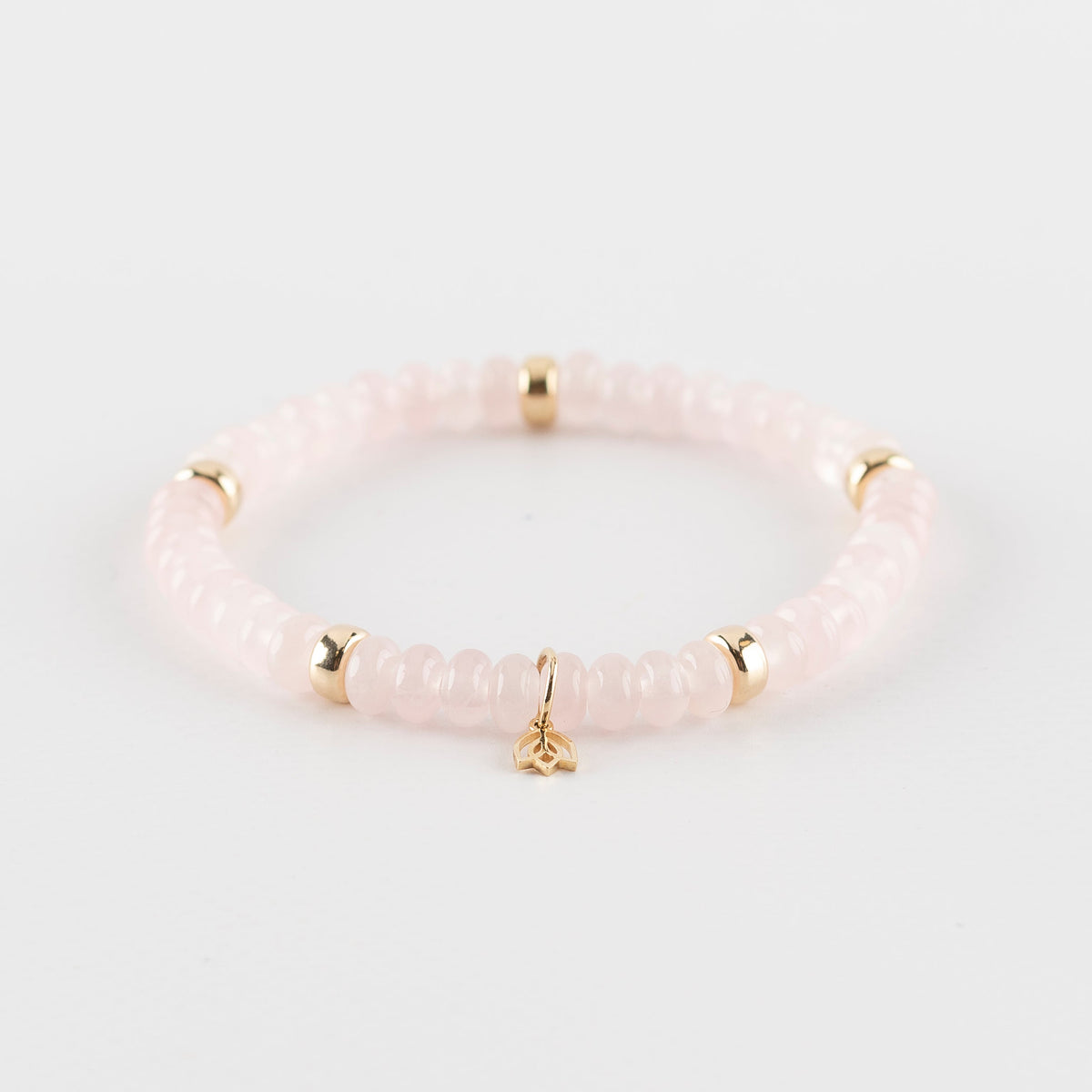 Y&G edelstenen armband | Rozenkwarts & 14k goud