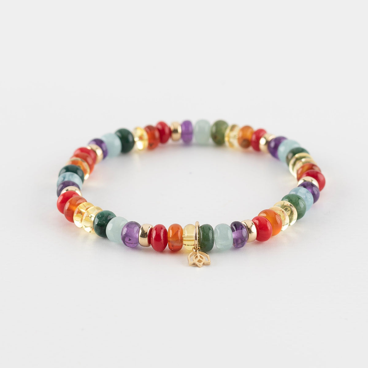 Y&G Rainbow | Edelstenen armband & 14k goud