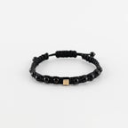 Y&G Men satijnkoord armband | Onyx & 14k goud