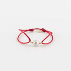 Y&G Satijnkoord armband | Lichtgrijze Zoetwaterparel