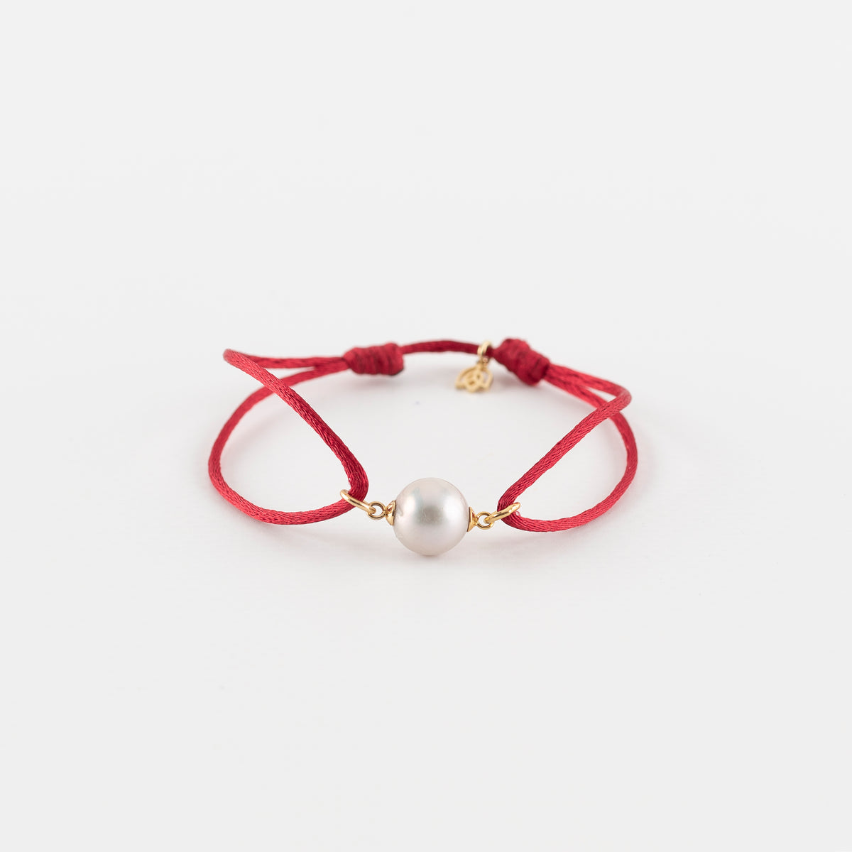 Y&G Satijnkoord armband | Lichtgrijze Zoetwaterparel