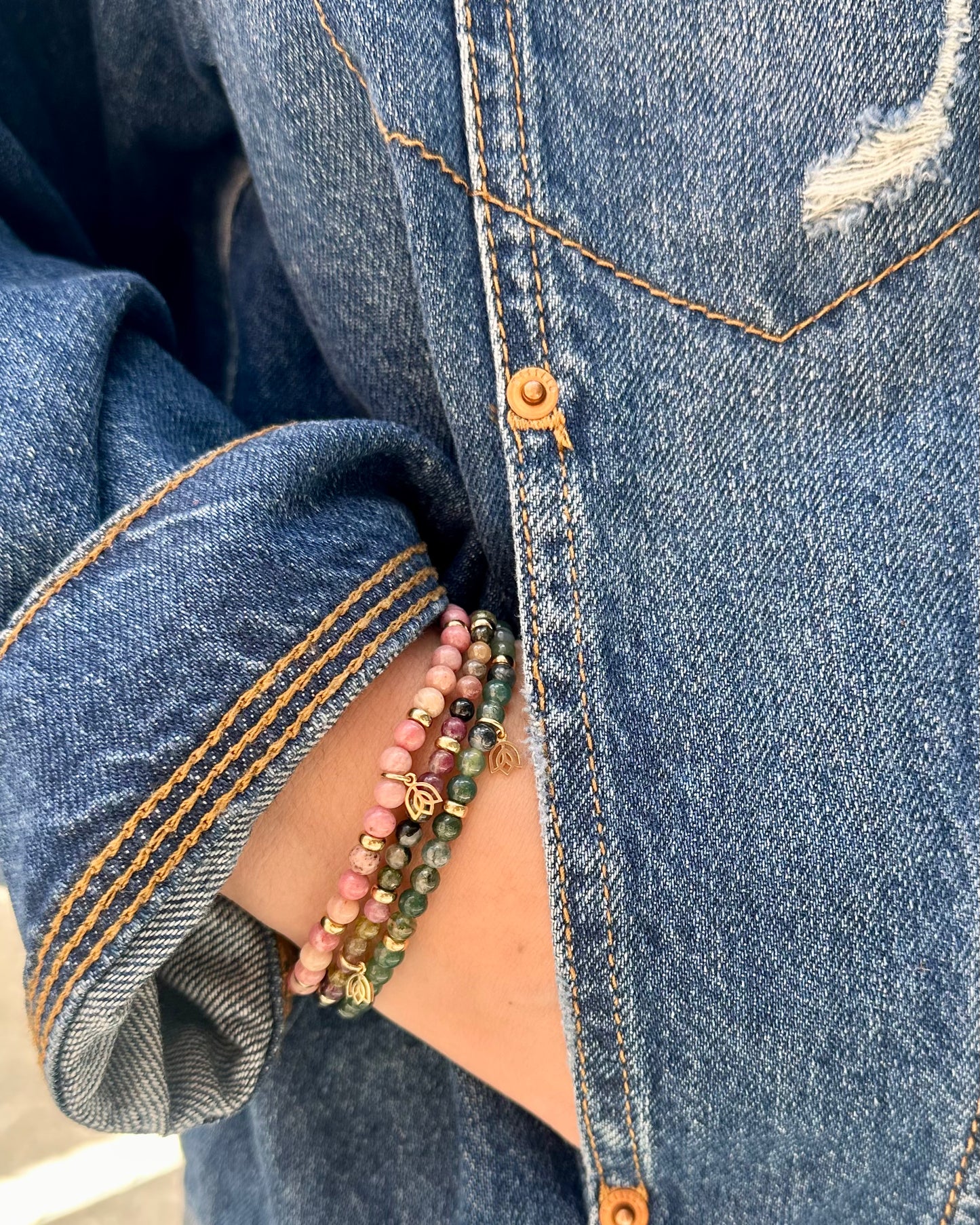Y&G edelstenen armband | Mosagaat & 14k goud