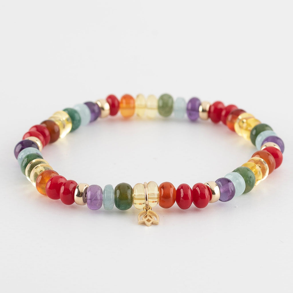 Y&G Rainbow | Edelstenen armband & 14k goud
