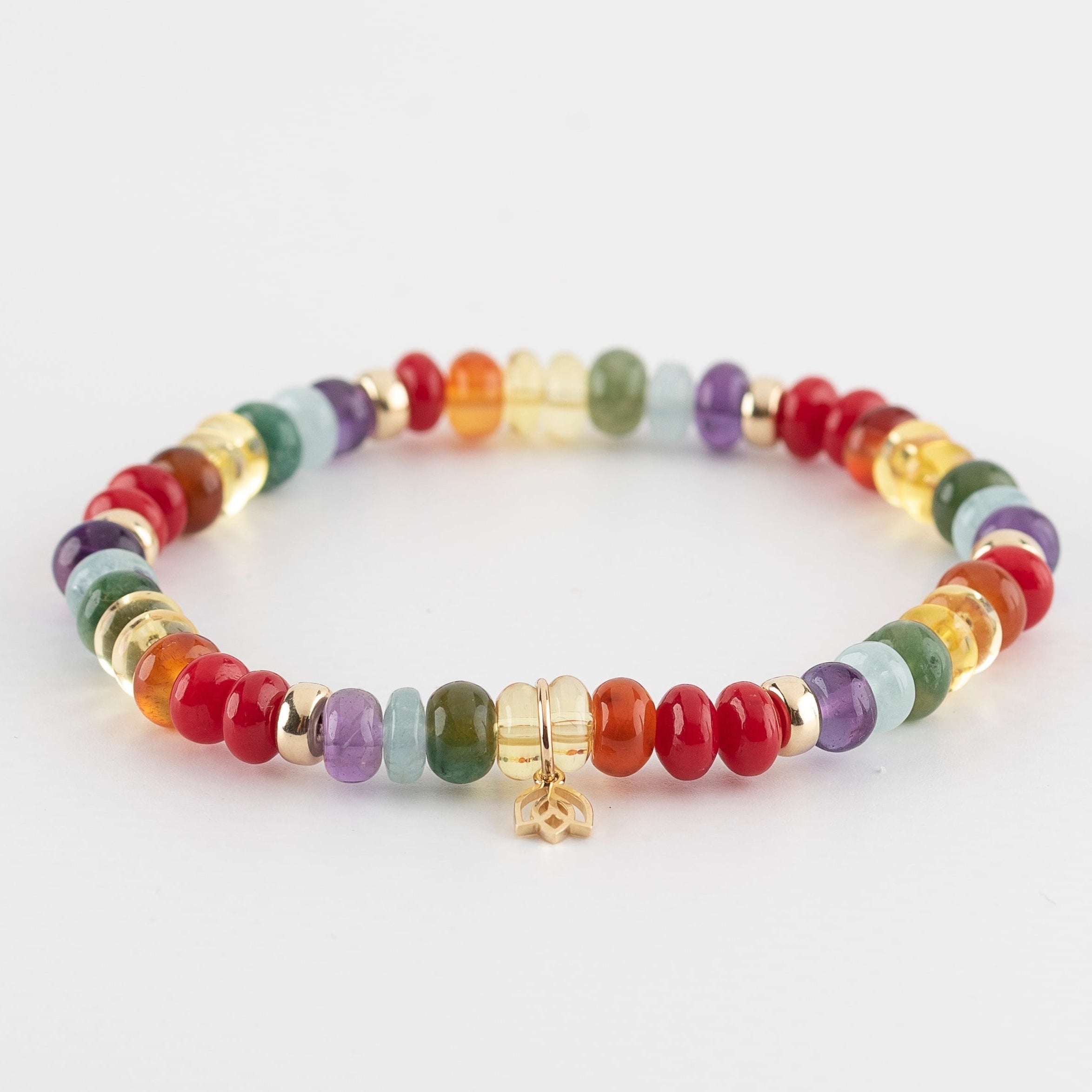 Y&G Rainbow | Edelstenen armband & 14k goud
